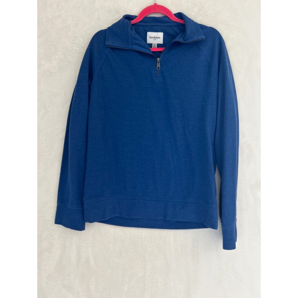 Goodfellow & Co Mens Blue Quarter Zip Pullover Sweatshirt Size M Raglan Sleeve